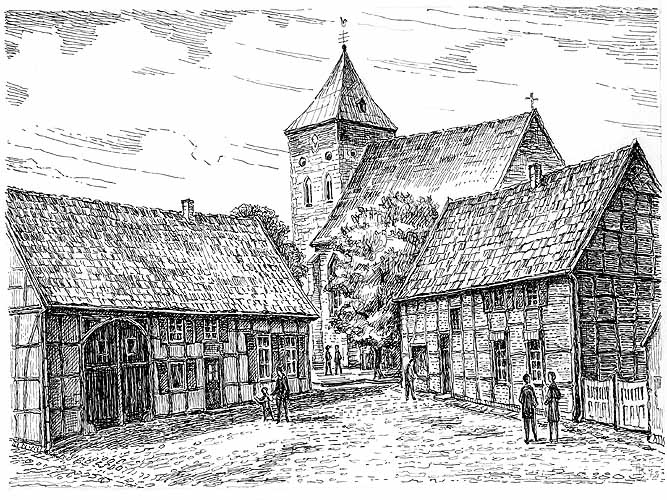 Häuser an der Vitusstraße mit dem Zugang zum Kirchplatz
