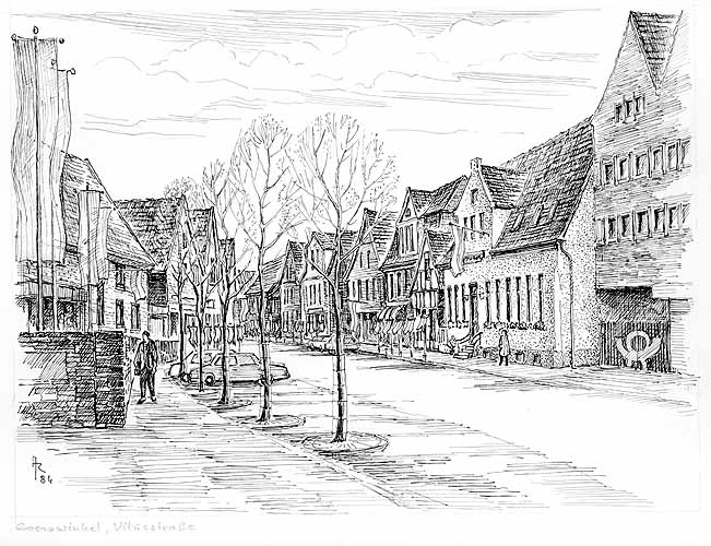 Ansicht der Vitusstraße im Flaggenschmuck