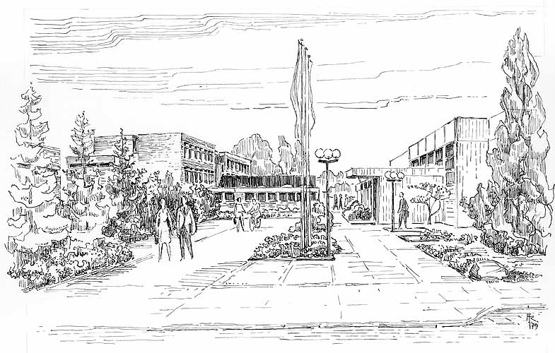 Die Hauptschule und die Festhalle an der Alverskirchener Straße