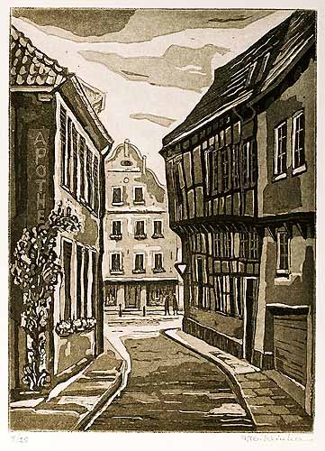 Altstadtgasse in Warendorf, Ansicht von der Fleischhauerstraße zum Markt