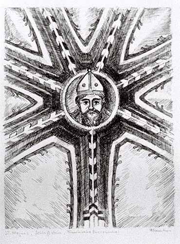 Der Kopf des St. Magnus im Schlussstein des GewÖlbes