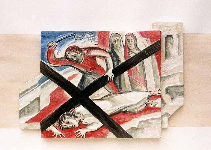 Kreuzweg in einem Altenheim in Hagen, IX. Station.
Jesus fällt zum dritten Mal unter dem Kreuz