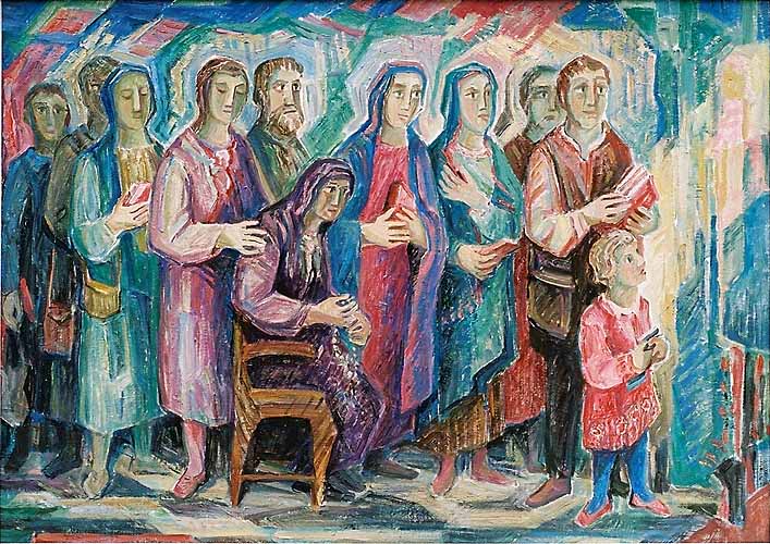 Betende im Gottesdienst