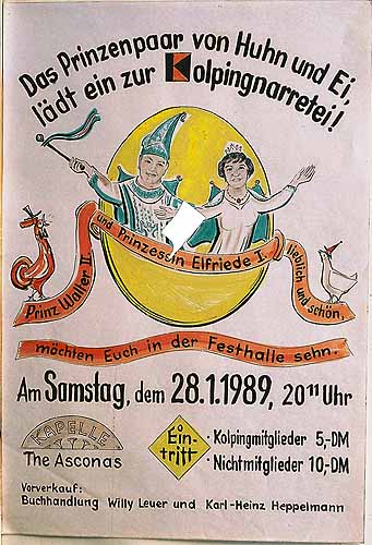 Plakat zum Kolping-Karnevalsfest 1989